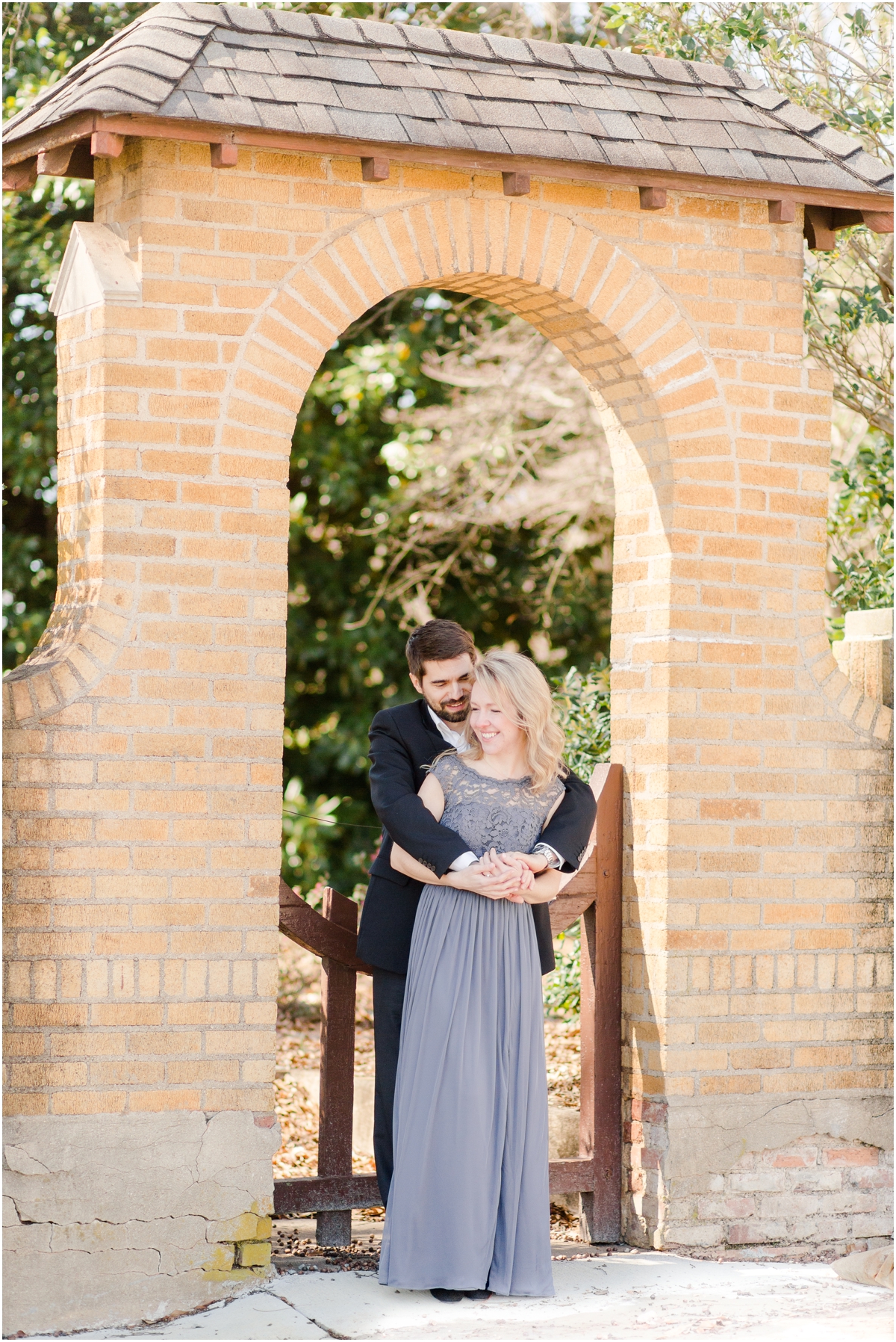 Classy winter engagement session in downtown Greer, SC at the Randall House