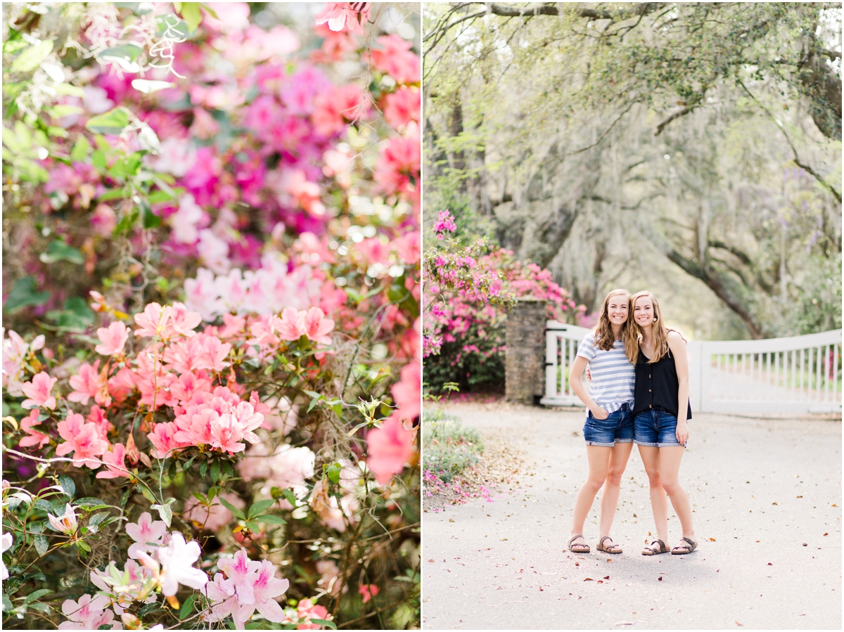 Azaleas blooming at Magnolia Plantation and Gardens in Charleston, South Carolina | Jacqueline & Laura | Charleston Wedding Photographer