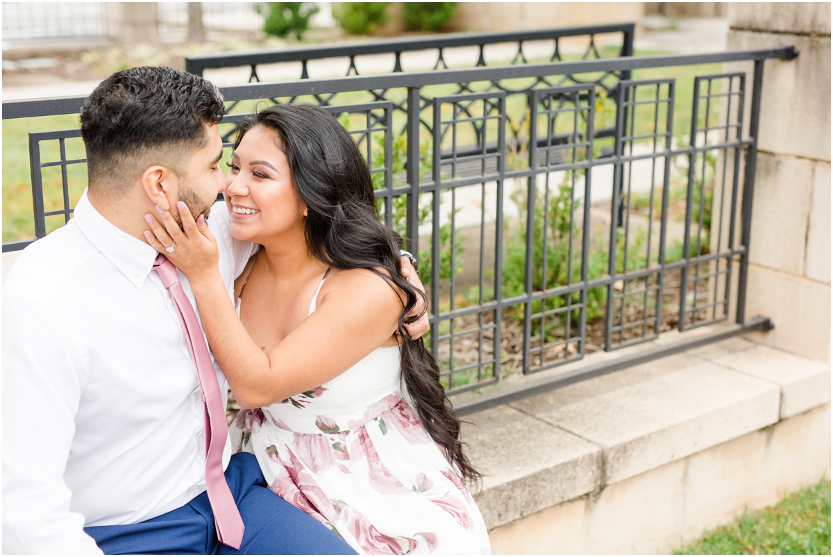 Classy Downtown Greenville Engagement Session with blush & navy outfits