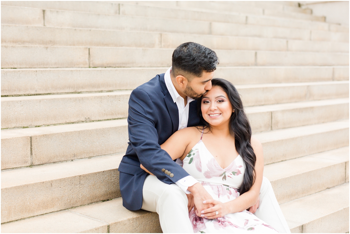 Classy Downtown Greenville Engagement Session by Grace Church with blush & navy outfits