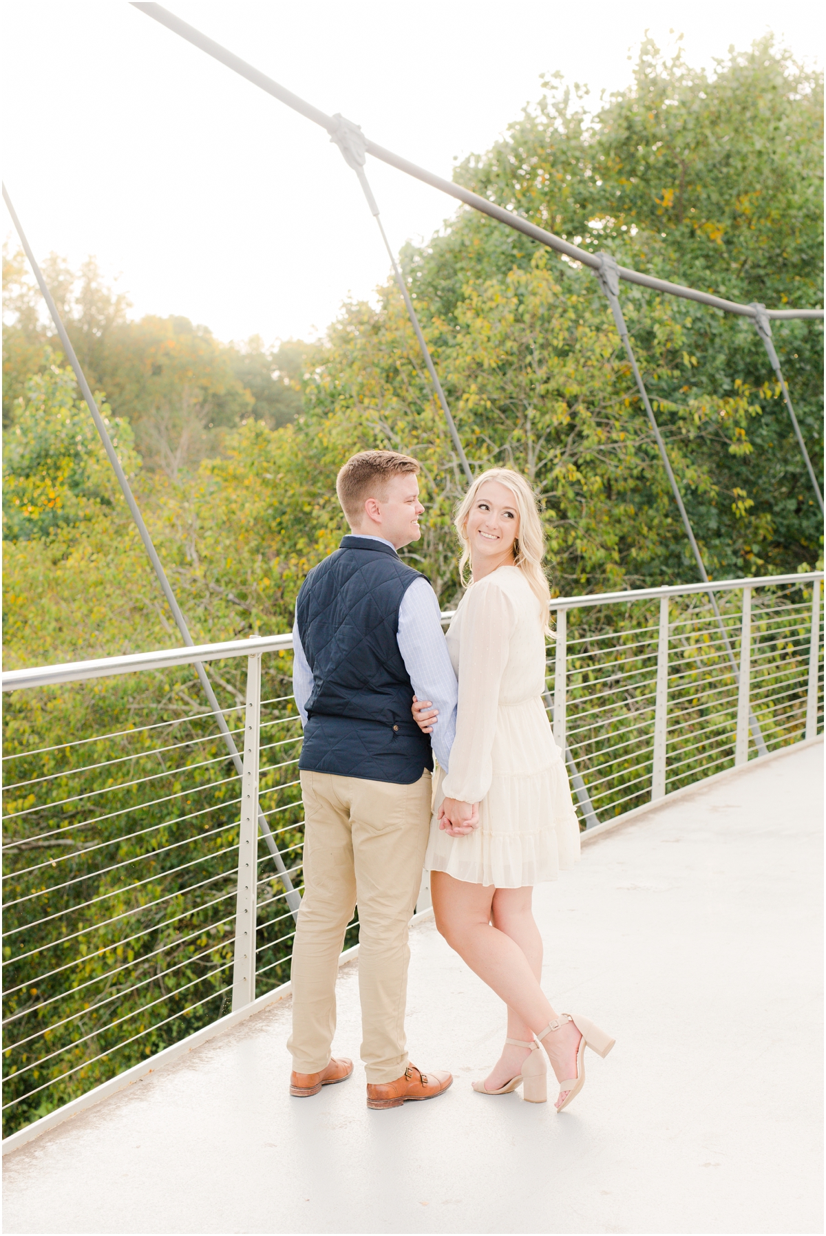 Downtown Greenville engagement session at falls park on the reedy river