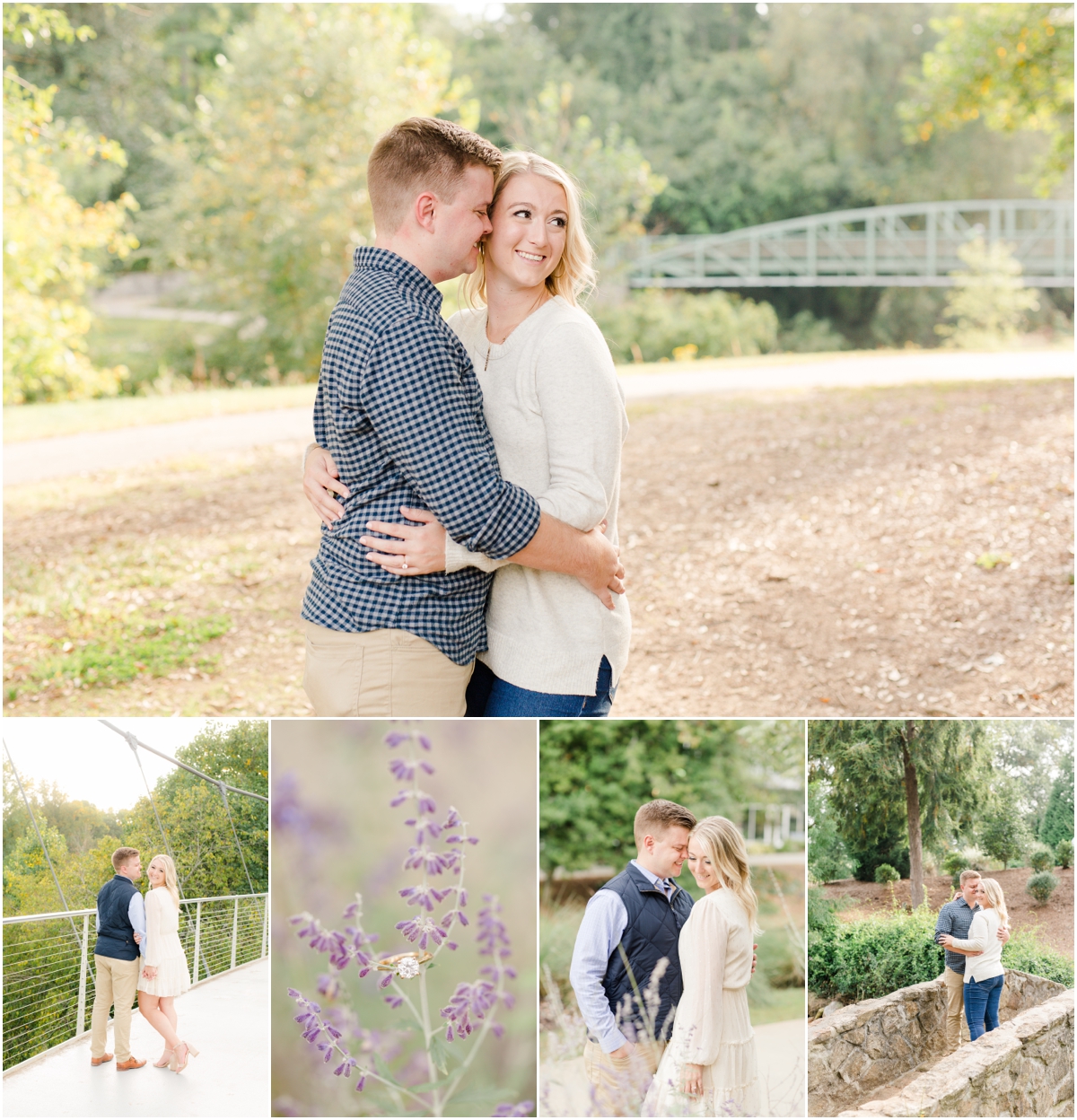 Rock Quarry garden engagement session in Downtown Greenville