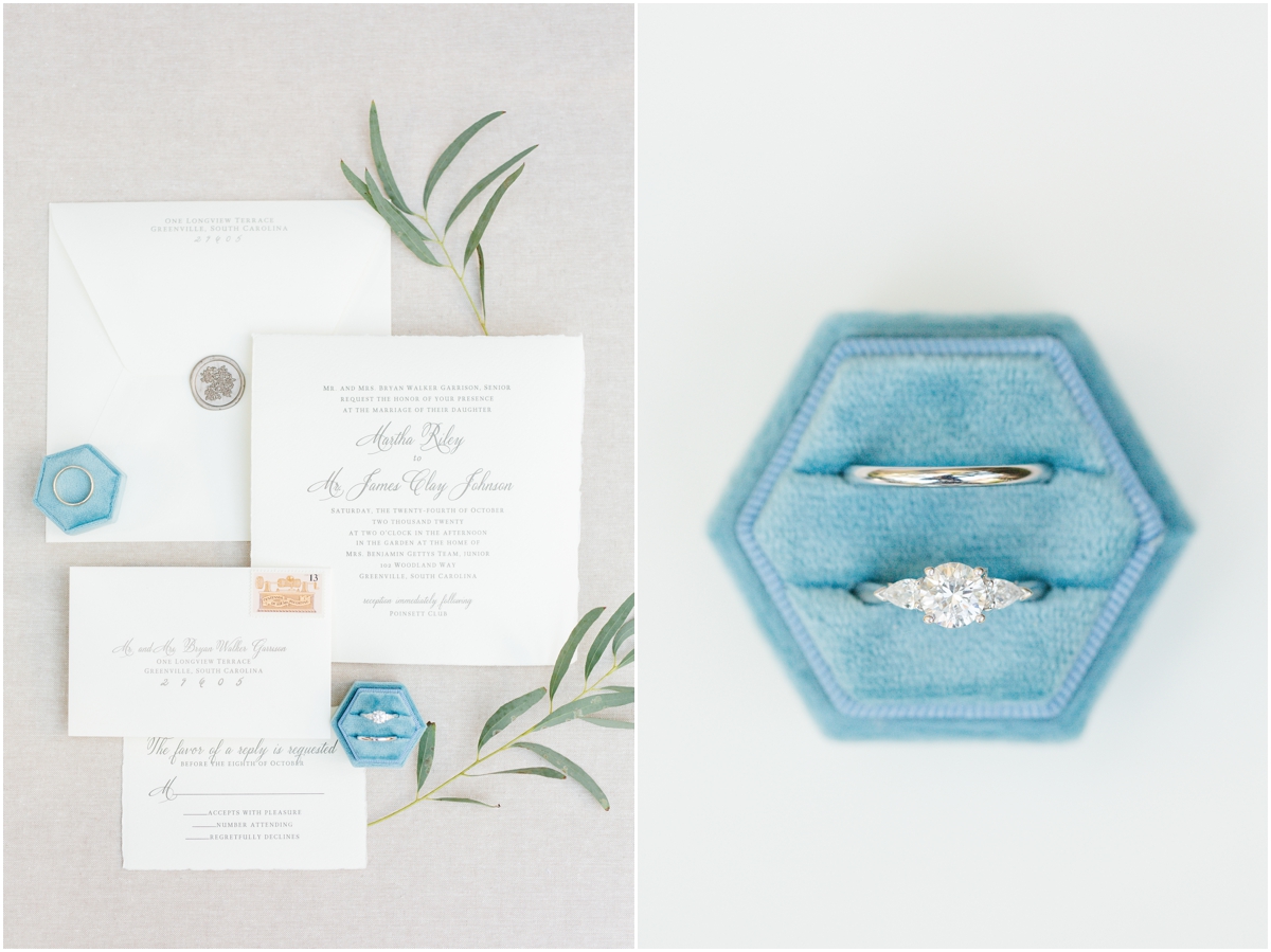 Invitations from Paisley & Paper | Backyard wedding in Greenville SC with a reception at the Poinsett Club | Greenville Wedding Photographer