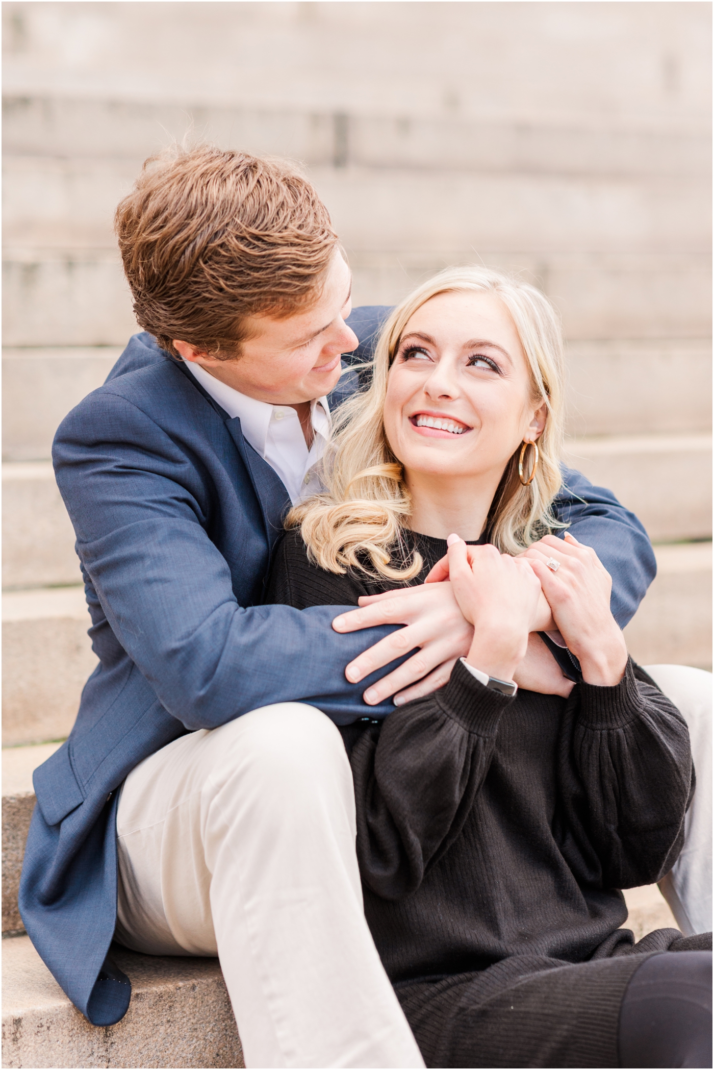 Downtown Greenville engagement session at grace church downtown