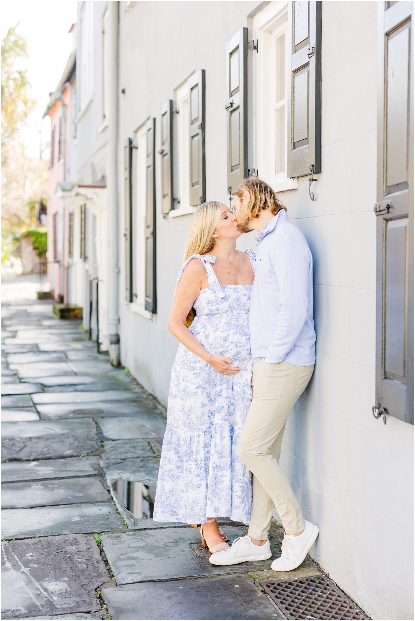 Petite Pregnancy Announcement Session in Downtown Charleston