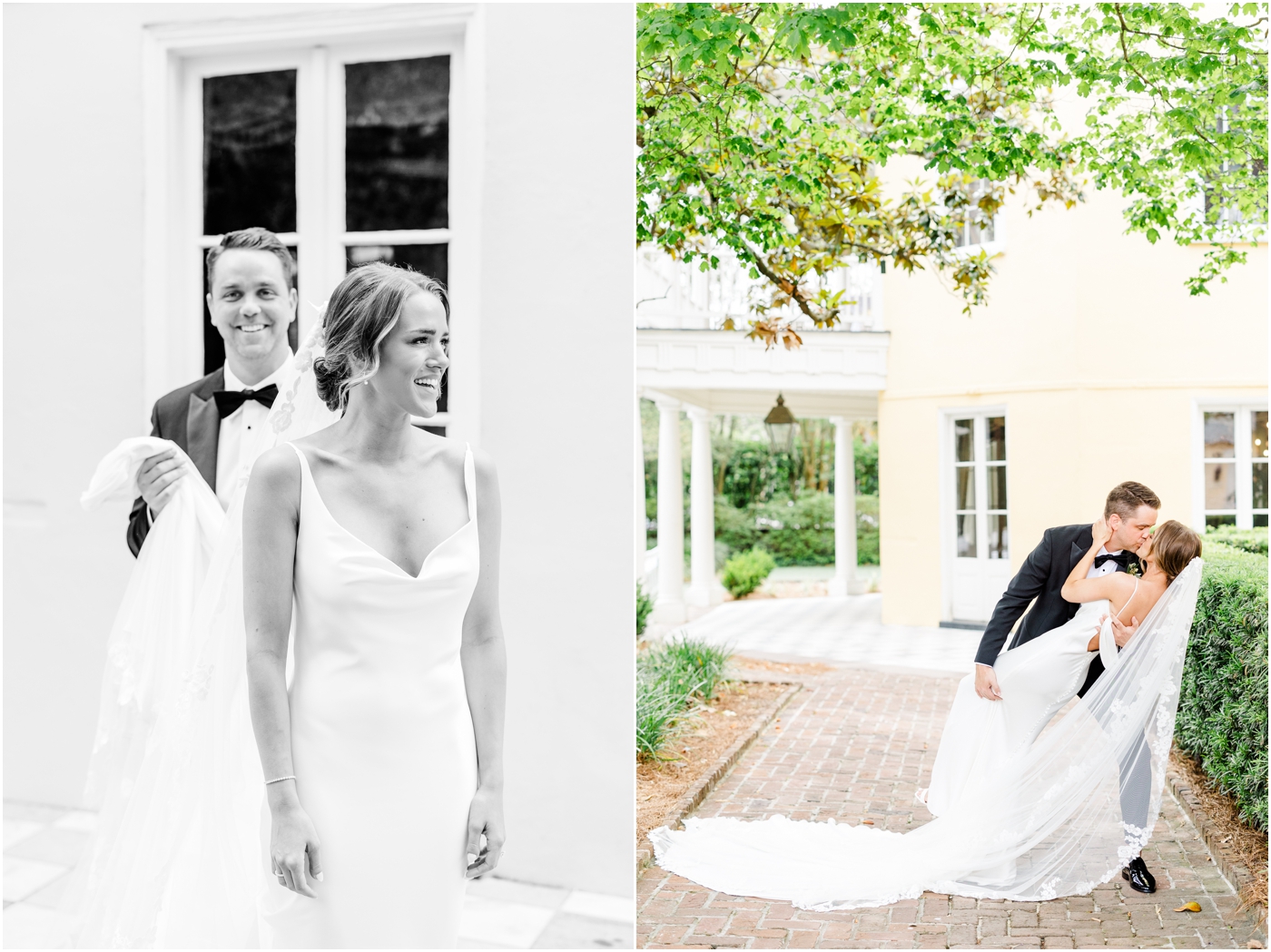 bride & groom photos at William Aiken House Wedding in Downtown Charleston
