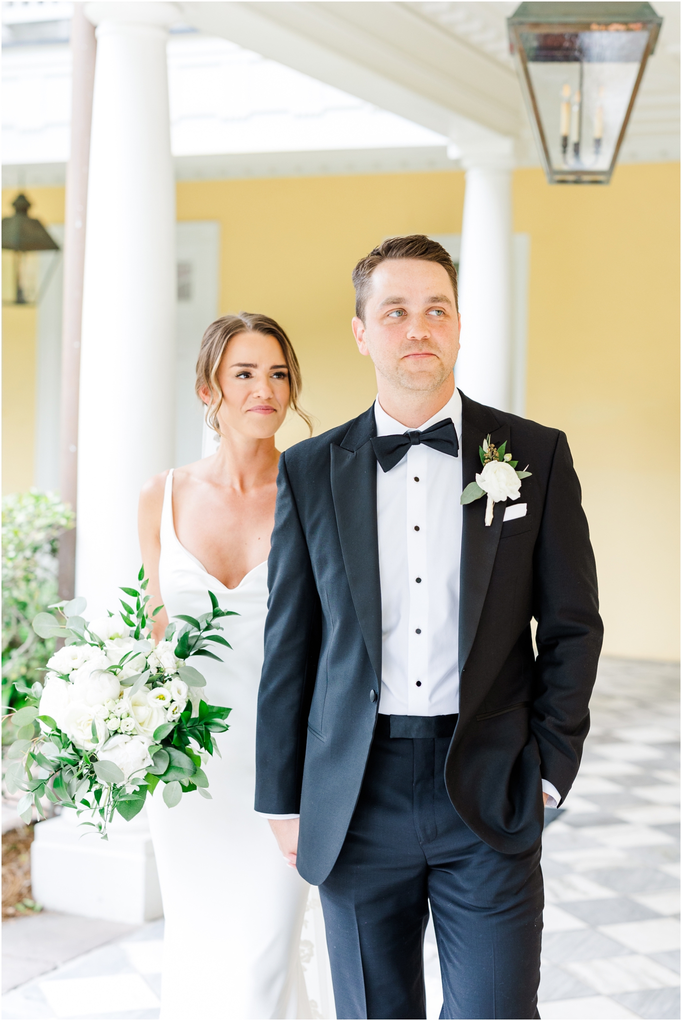bride & groom photos at William Aiken House Wedding in Downtown Charleston