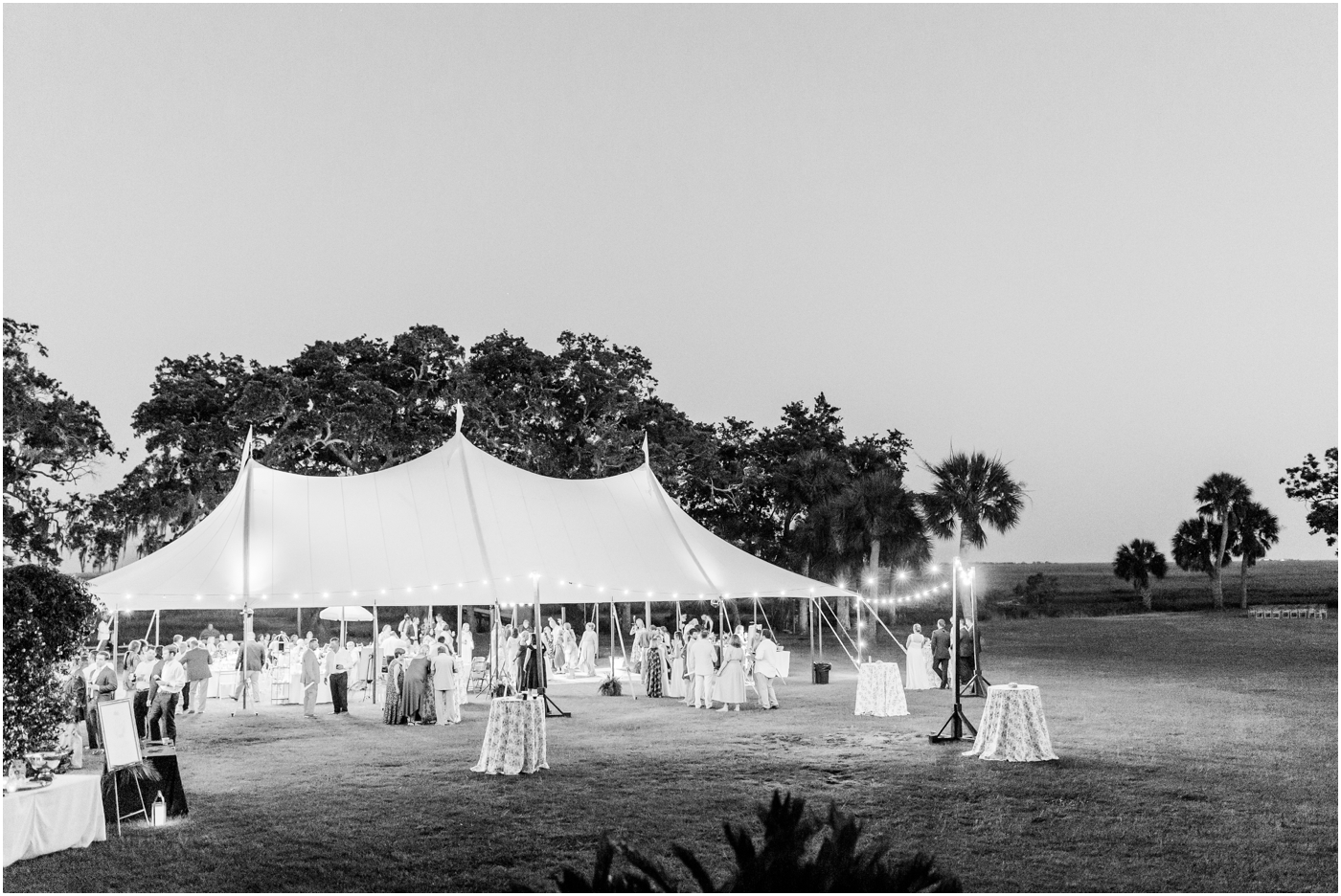 sailcloth tent at Agapae Oaks Weddings in Beaufort SC