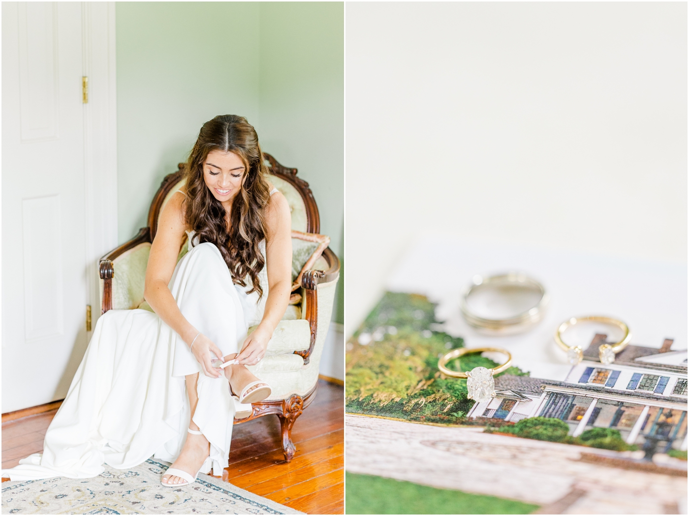Bride getting ready at Legare Waring House in Charleston, SC