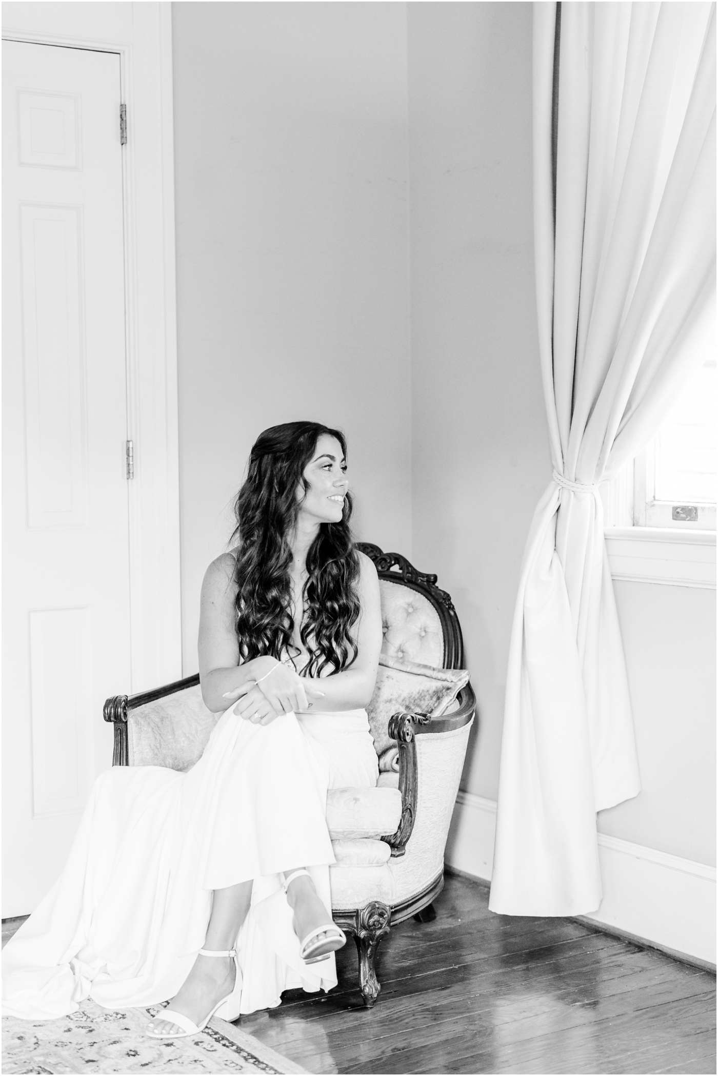 Bride getting ready at Legare Waring House in Charleston, SC