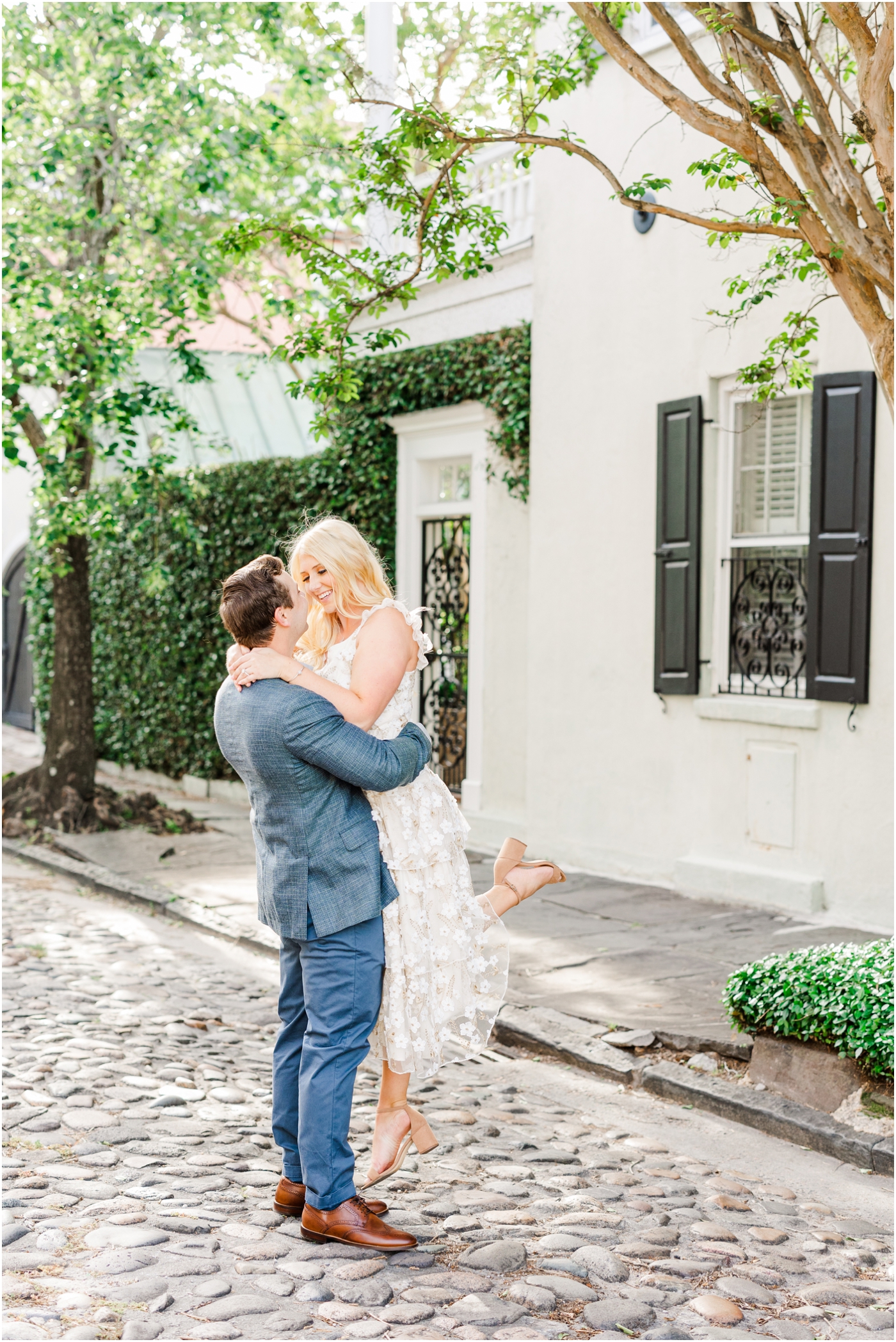 engagement photos on Chalmers street in charleston, sc