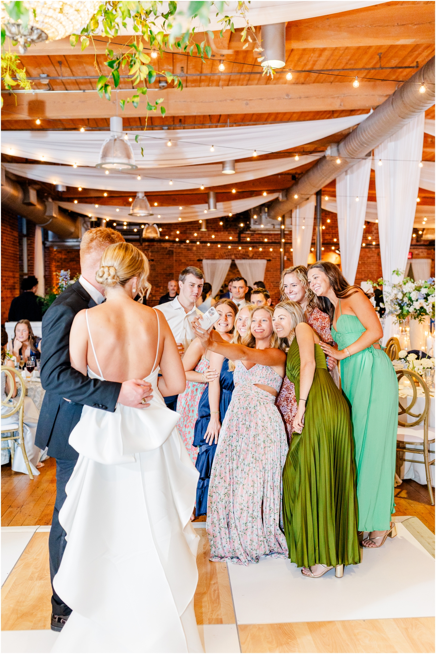 Huguenot Loft Wedding with a checkered dance floor