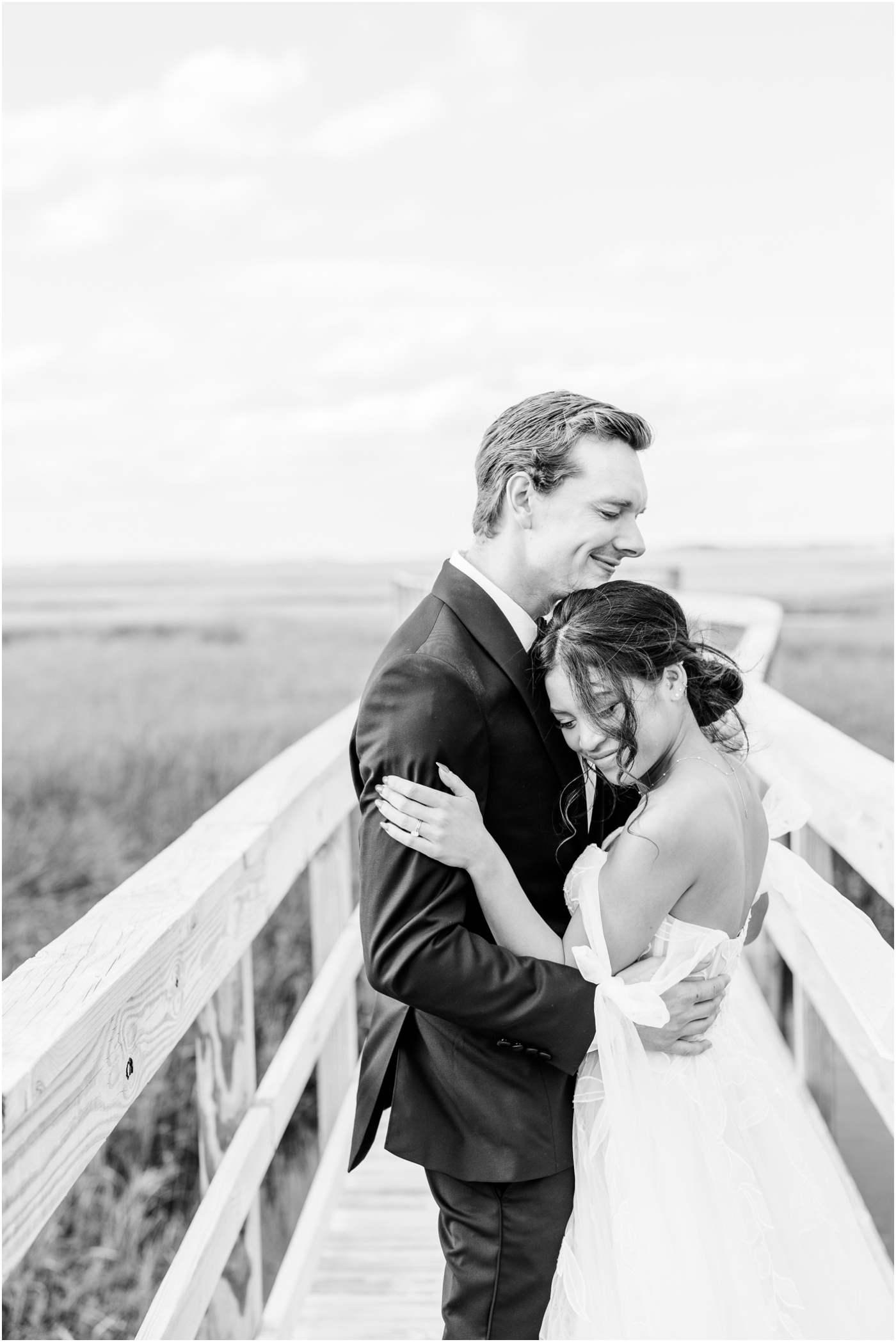 Bride & Groom on Dock at Walker's Landing Omni Amelia Island Wedding