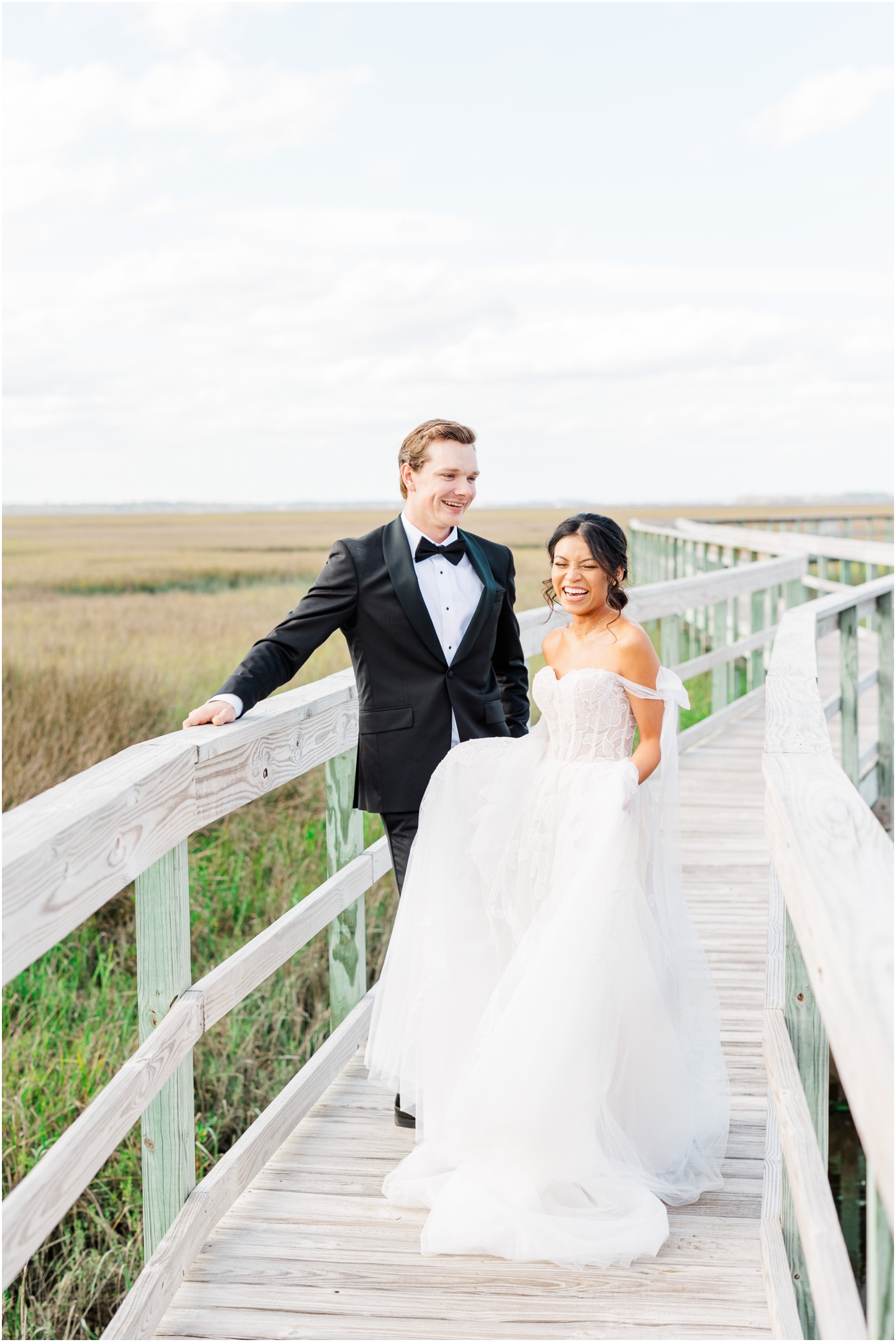 Bride & Groom at Walker's Landing Omni Amelia Island Wedding