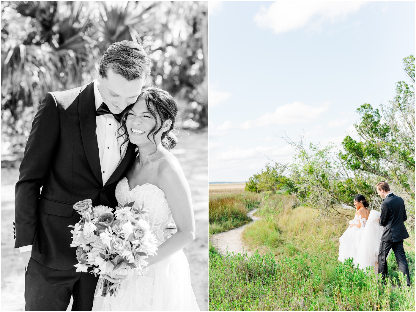 Bride & Groom at Walker's Landing Omni Amelia Island Wedding