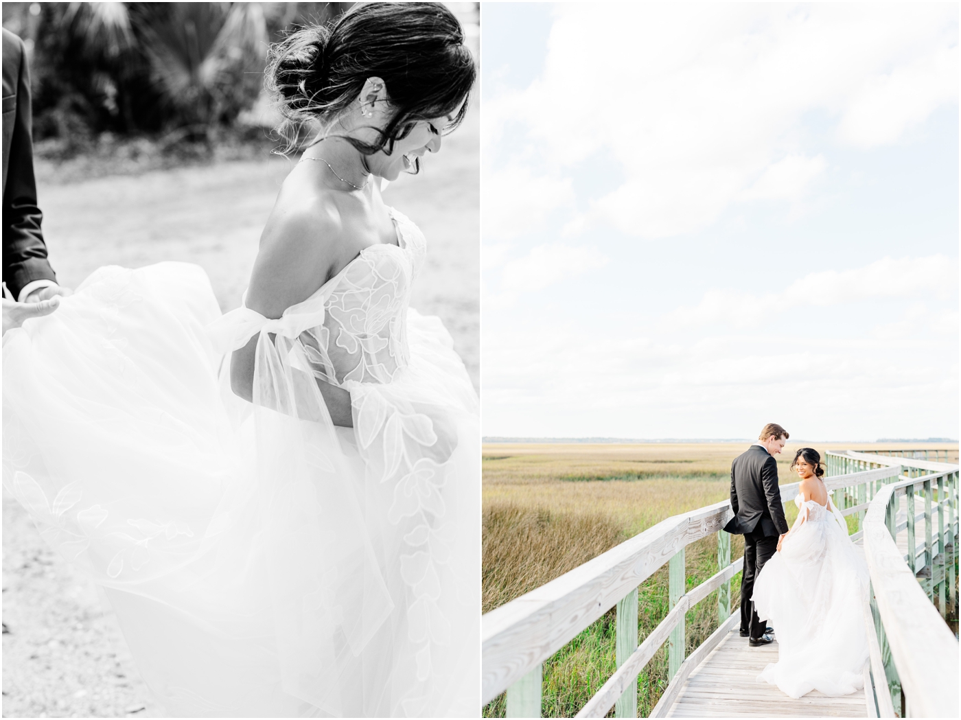 Bride & Groom at Walker's Landing Omni Amelia Island Wedding