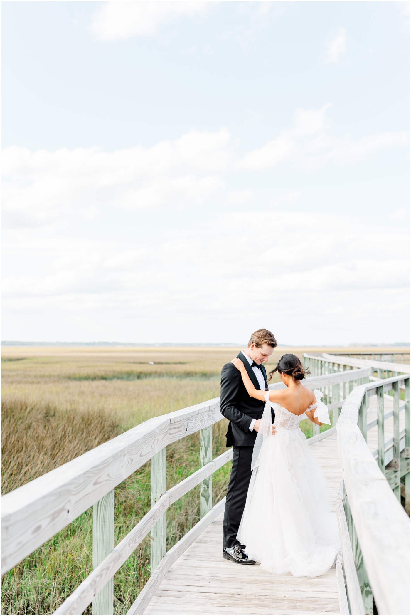 Bride & Groom at Walker's Landing Omni Amelia Island Wedding