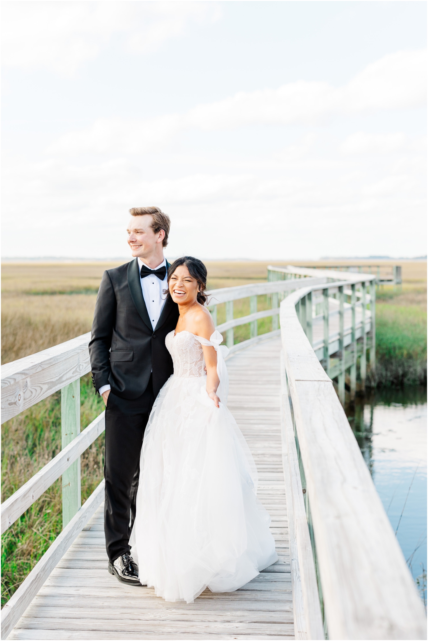 Bride & Groom at Walker's Landing Omni Amelia Island Wedding