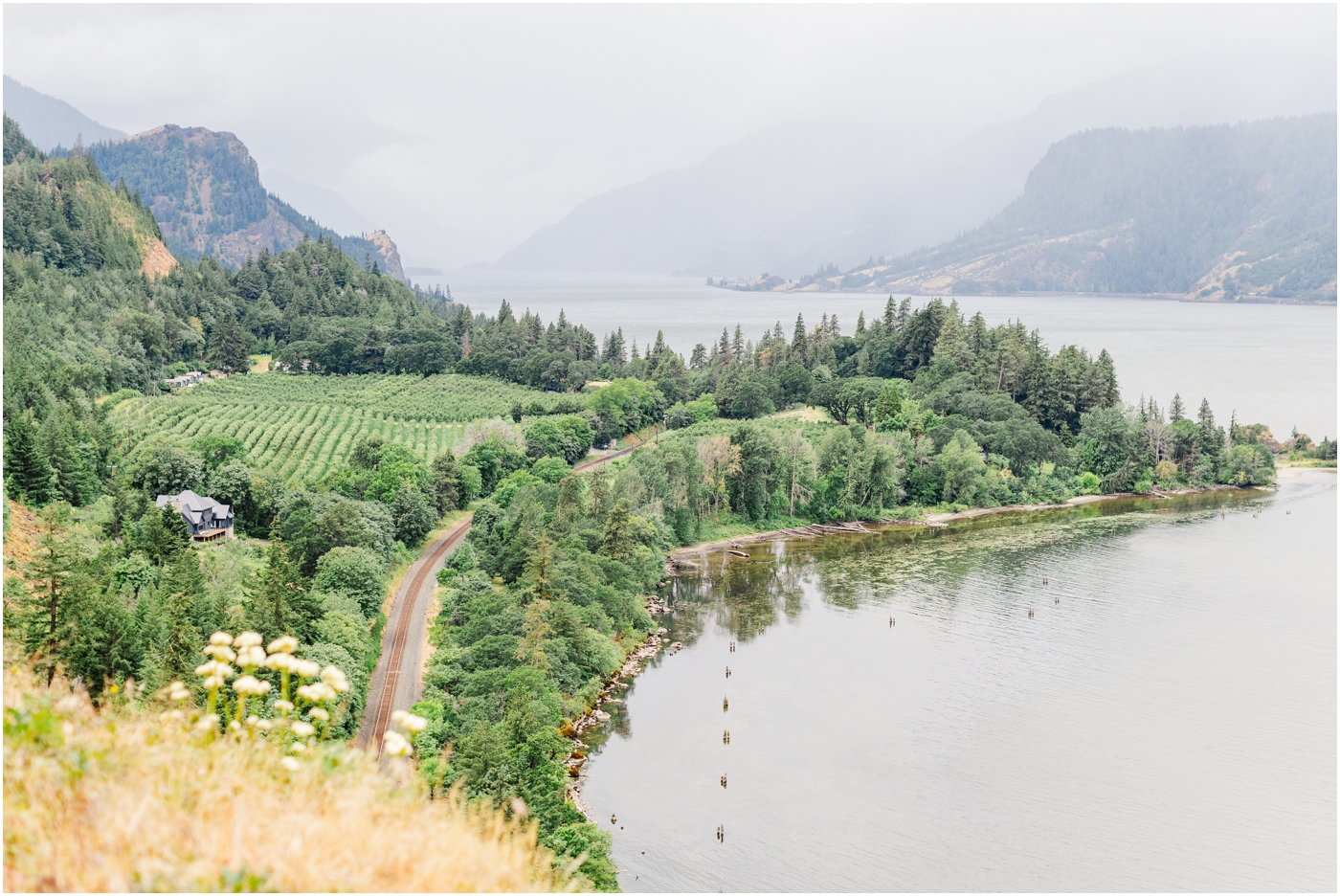 overlooking Columbia river gorge in hood river, Oregon 