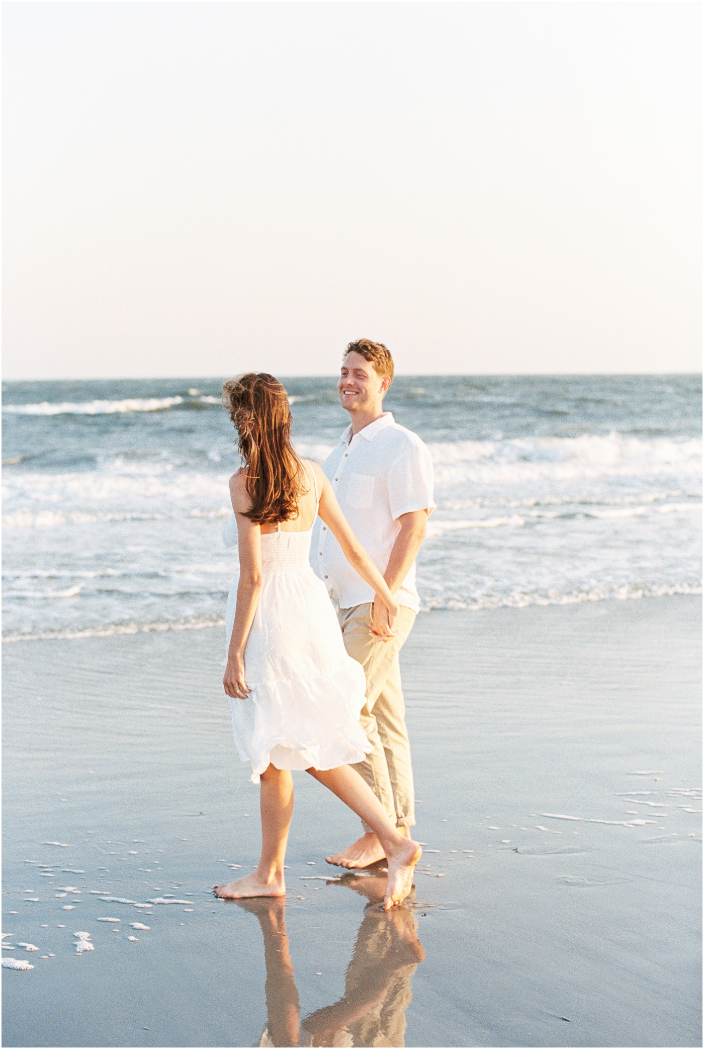 Film Engagement Photos on the beach in Charleston SC