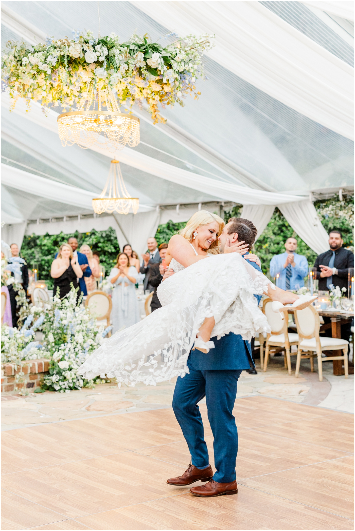 First dance at a Tented Reception Wedding at Legare Waring House Designed by Intrigue Events