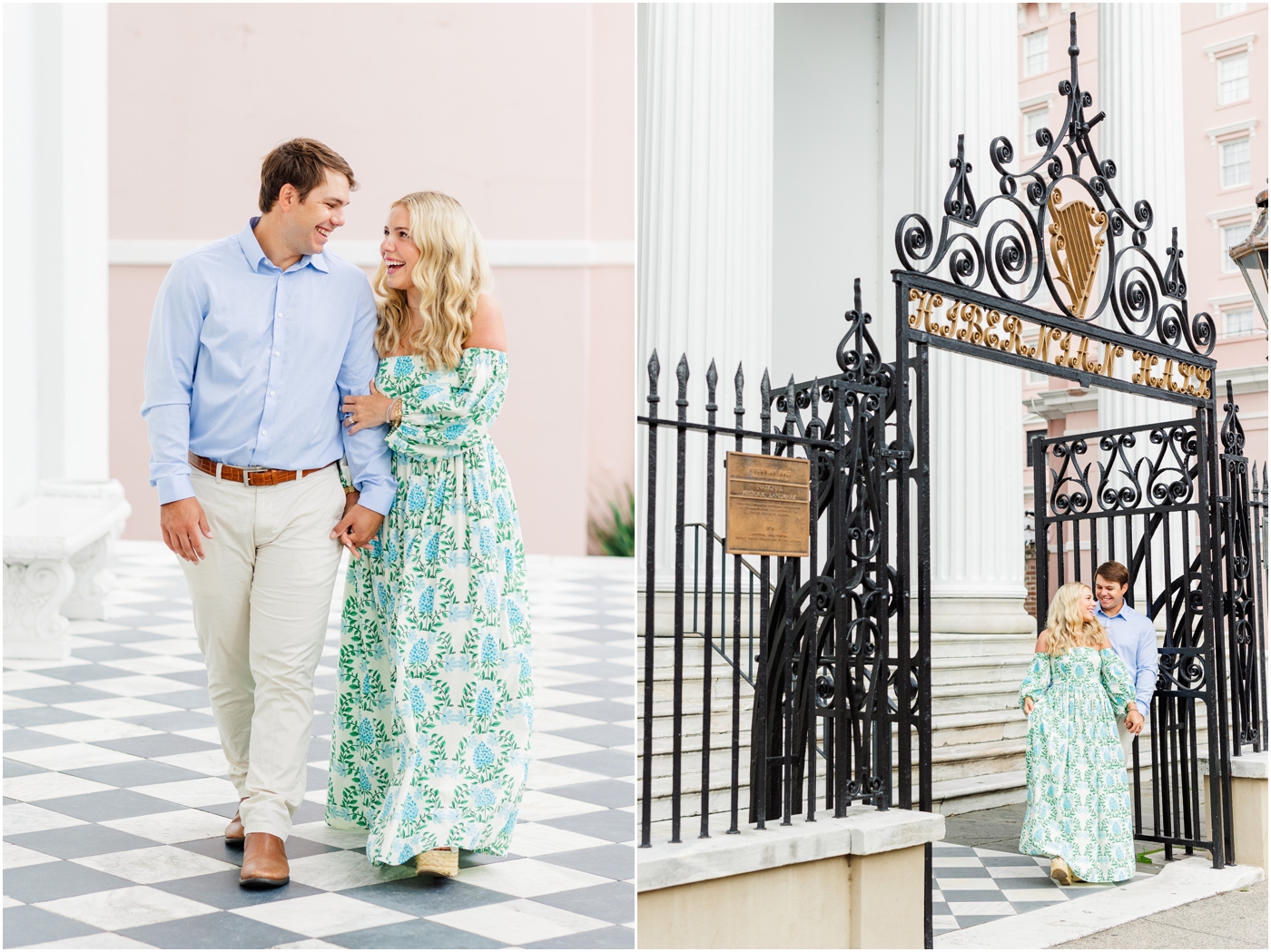 downtown charleston and folly beach engagement session