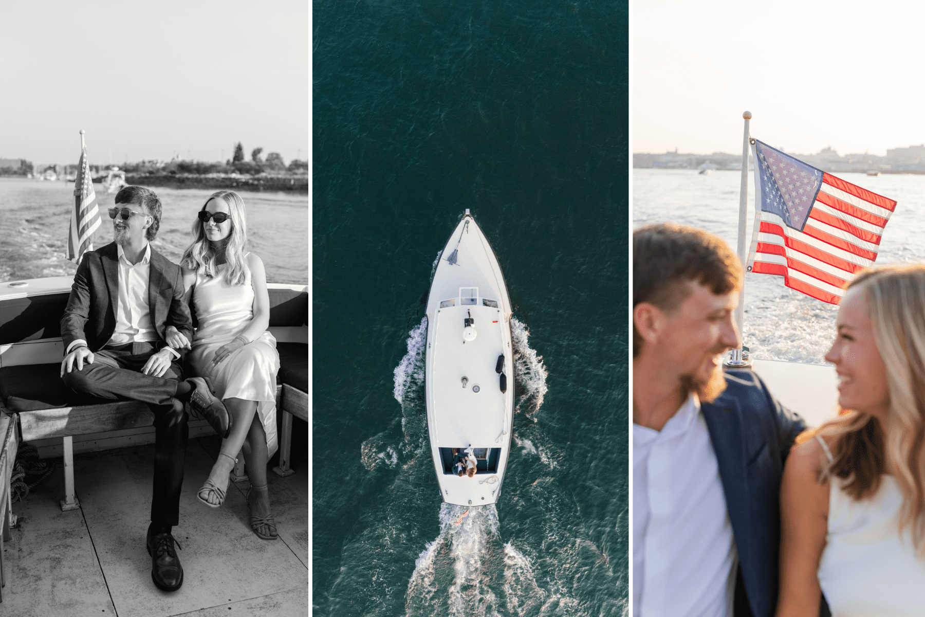 An evening boat engagement session in Portland Maine