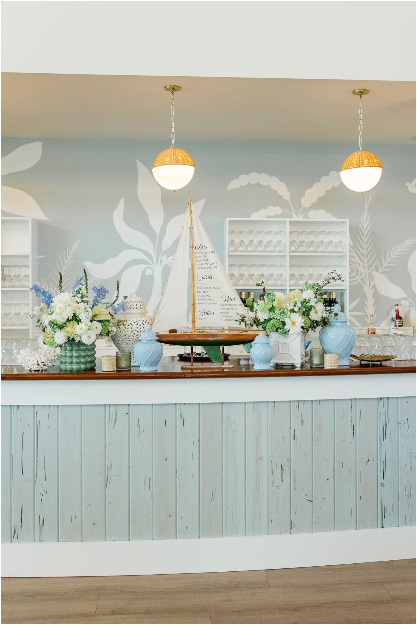 sailboat bar menu at wedding reception at the coral bay club 