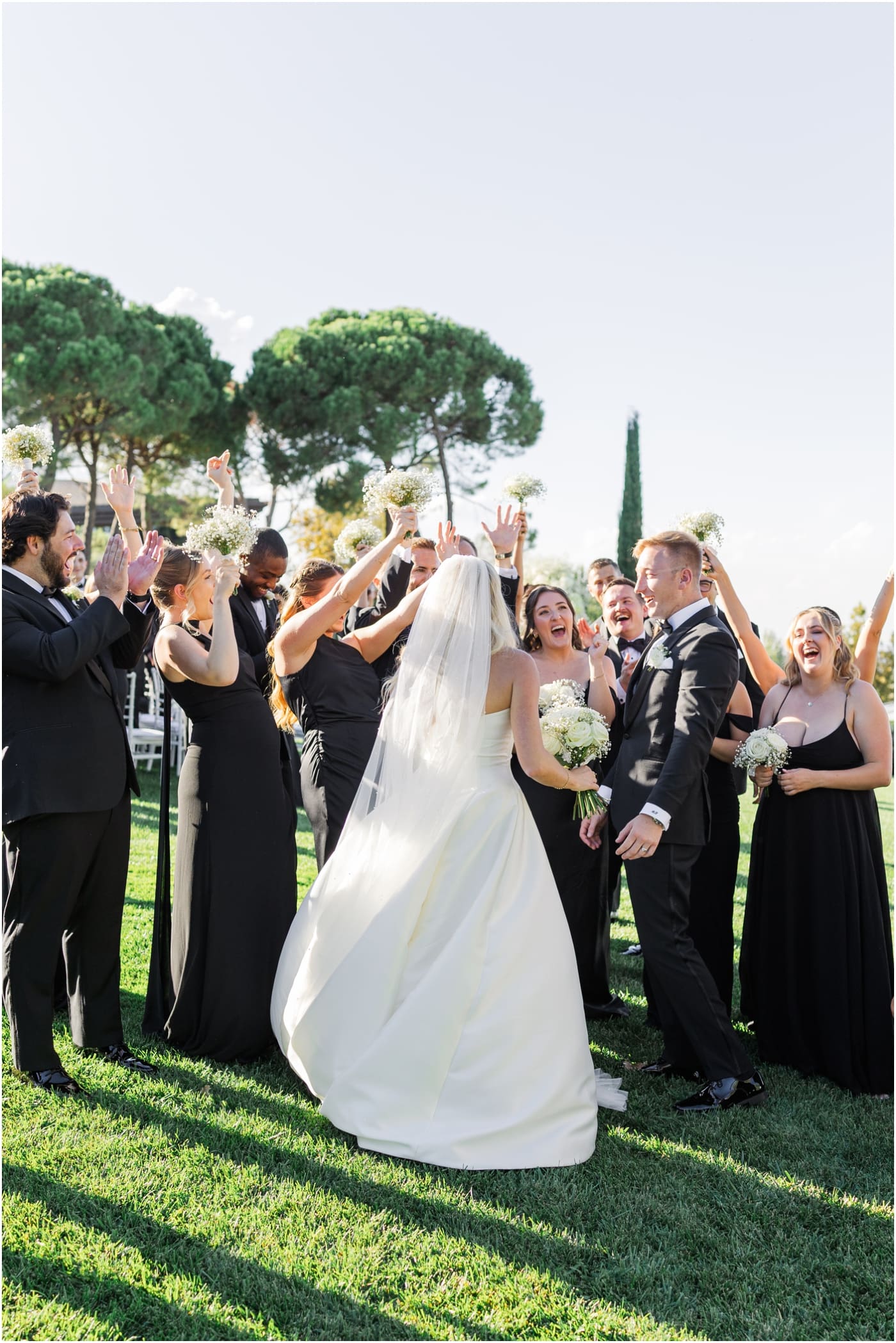 wedding party celebrating after wedding ceremony 