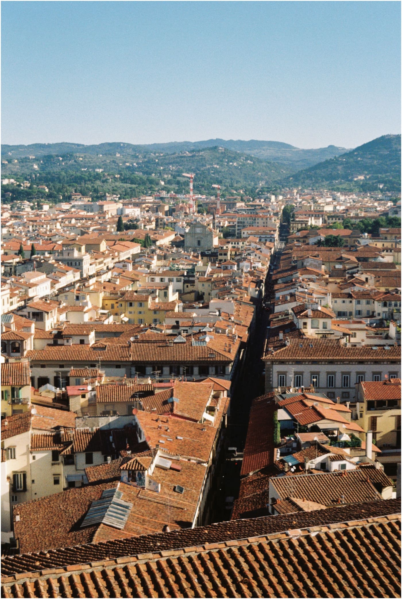 A view from the bell tower over looking the city in Florence italy 