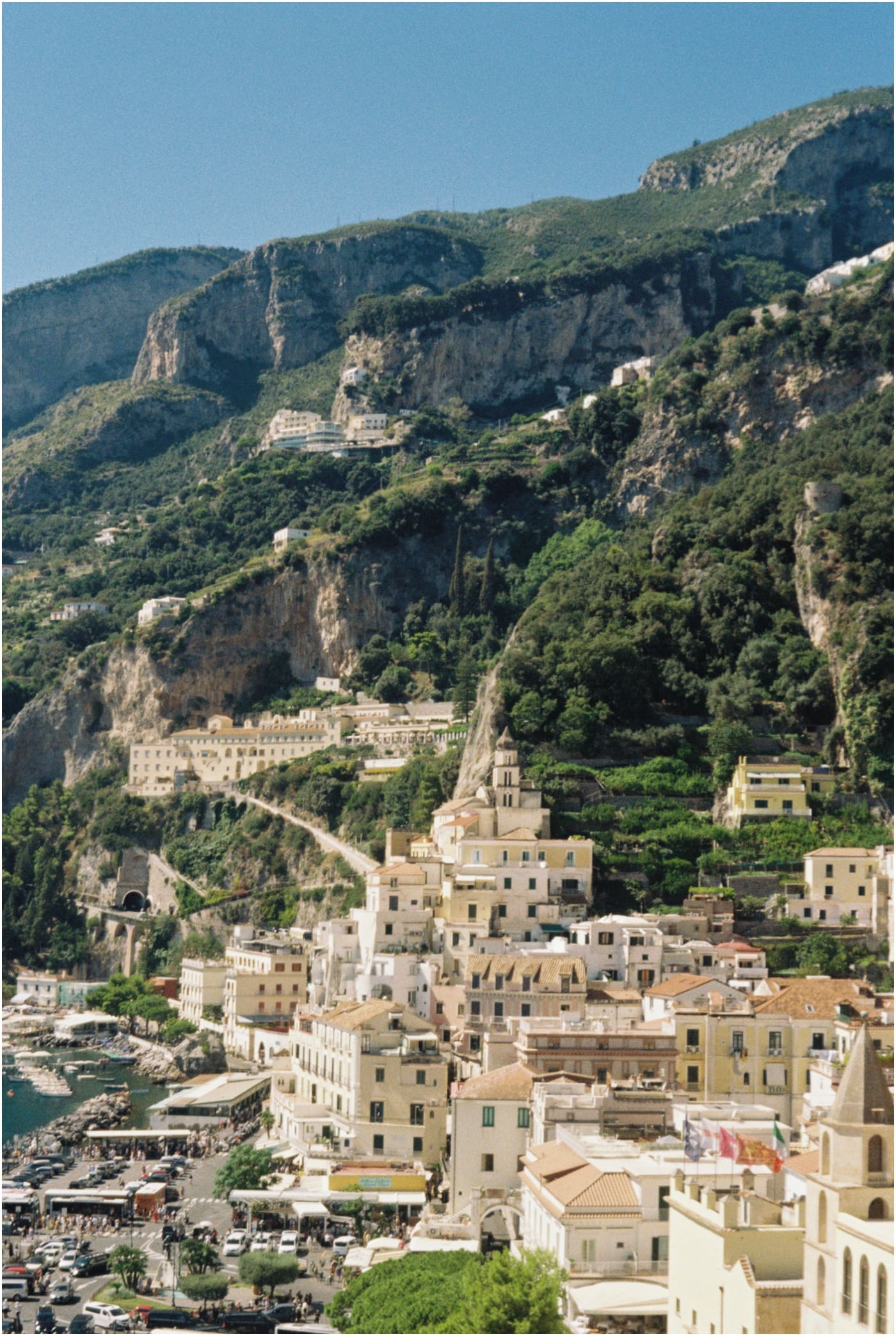 buildings in the mountains in amalfi italy