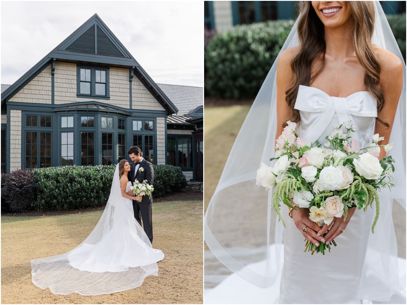 elegant bride and groom for their reserve at lake keowee wedding