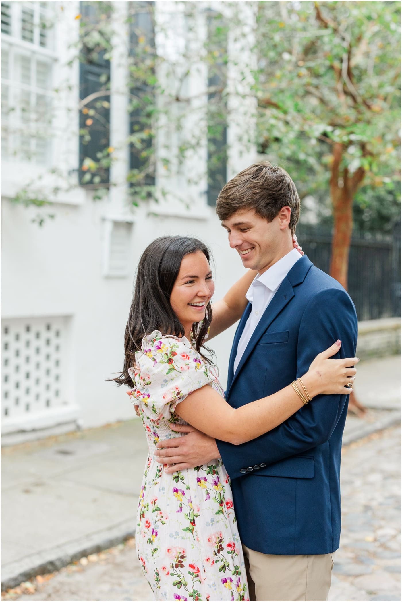 historic charleston engagement session on Chalmers street
