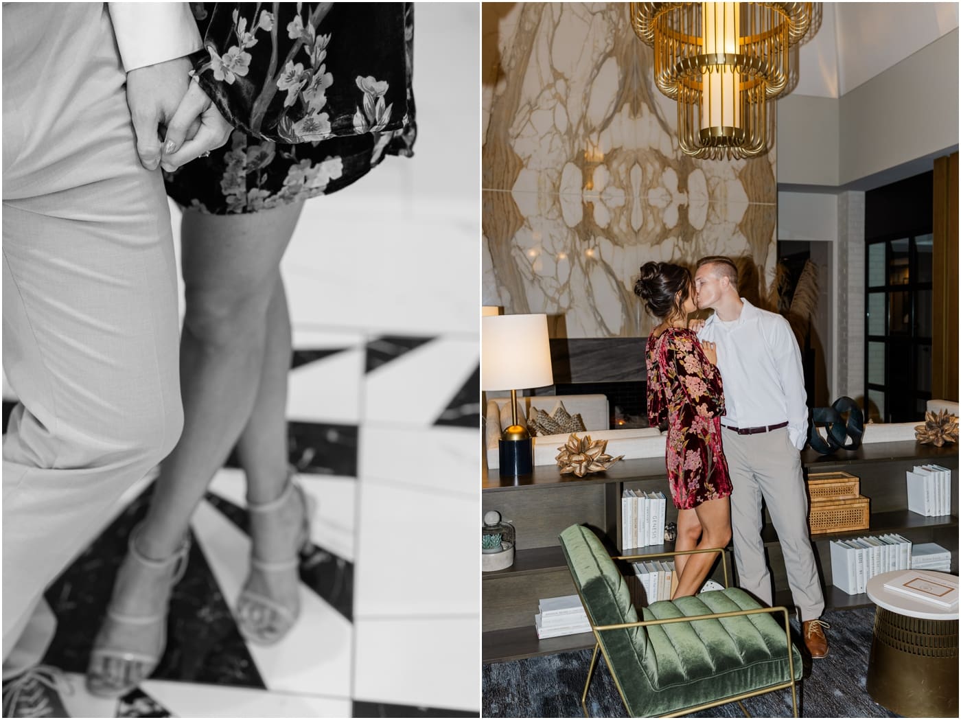 direct flash engagement photo inside hotel Hartness